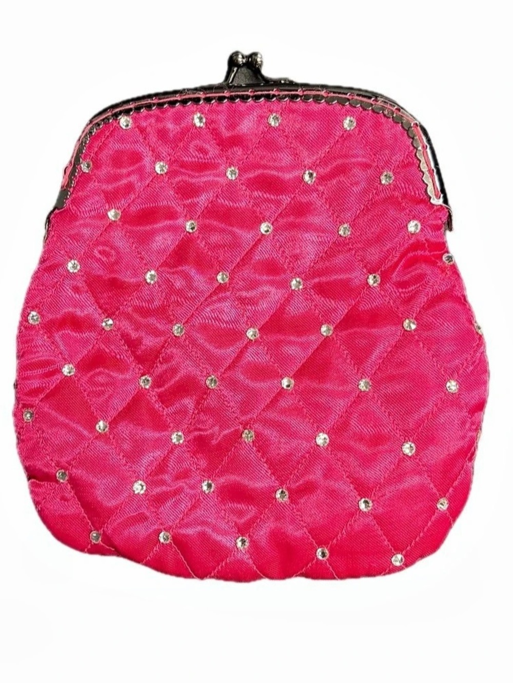 Hot Pink Rhinestone Beaded Snap Clutch